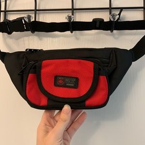 Vintage Red and Black Canvas Belt Bag